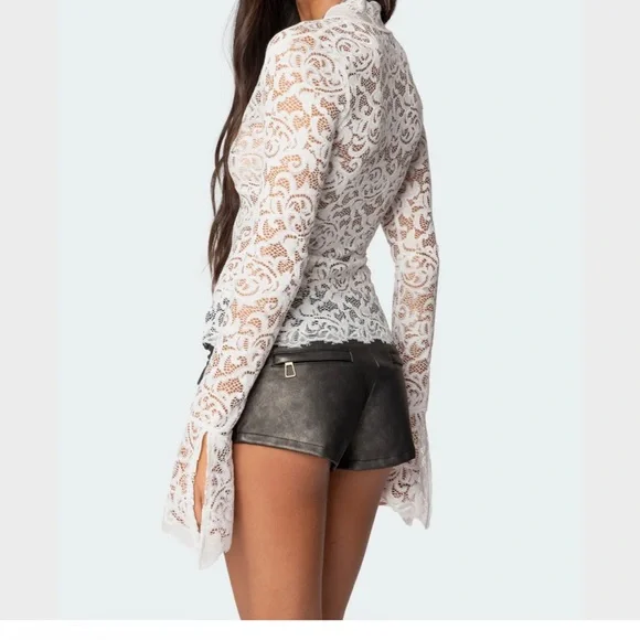 Edikted White Lace Bell Sleeve Blouse - Picture 3 of 3